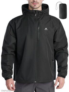 Men's Packable Waterproof Rain Jacket with Hood Lightweight